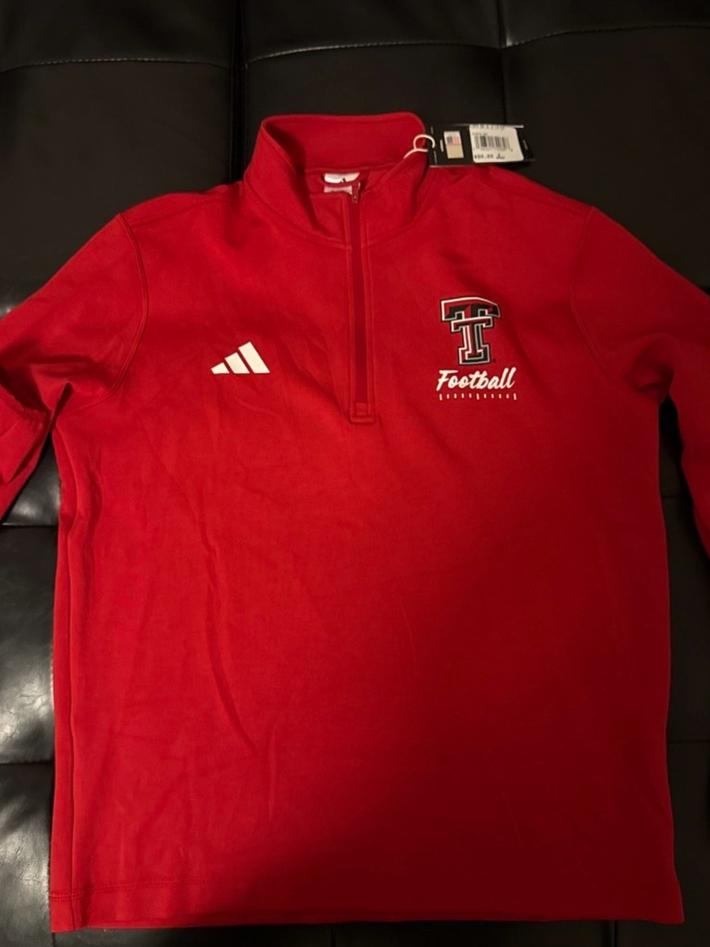 adidas Red Men's Quarter-Zip Football Pullover
